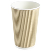 Click for a bigger picture.Double Walled Ripple Paper Cups - Brown 16oz 500 per case
