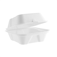 Click for a bigger picture.Bagasse Burger Hinged Box W152mm L152mm H78mm  500 per case
