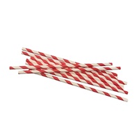 Click for a bigger picture.Stripped Paper Straws - Red White 8" 6mm Dia