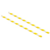 Click for a bigger picture.Paper Straws - Yellow White 8" 6mm Dia
