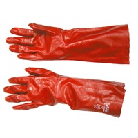 Click for a bigger picture.Gauntlet Pvc Gloves - Red Size 10 27cm