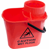 Click here for more details of the Mop Plastic Bucket With Wringer - Red 15 litre