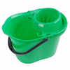 Plastic Mop Bucket With Wringer  - Green 15 litre
