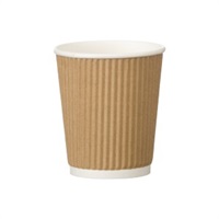 Click for a bigger picture.Double Walled Ripple Paper Cups - Brown 8oz 500 per case