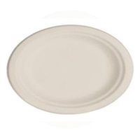 Click for a bigger picture.Bagasse Oval Platter - White 262x198x16mm 500 per case