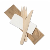 Click for a bigger picture.Kraft Wrapped Cutlery Set - Knife Fork Napkin