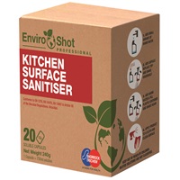 Click for a bigger picture.EnviroShot Kitchen Surface Sanitiser 20 Capsules Per Box