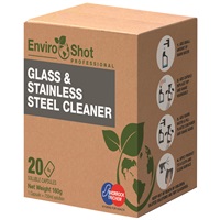 Click for a bigger picture.EnviroShot Glass And Stainless Steel Cleaner - 20 Capsules Per Box