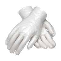 Click for a bigger picture.Polythene Disposable Embossed Gloves - Clear Medium    In Cardboard Box