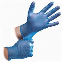 Click for a bigger picture.Vinyl Gloves - Blue Medium 100 Per Box