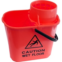 Click for a bigger picture.Mop Plastic Bucket With Wringer - Red 15 litre