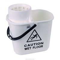 Click for a bigger picture.Mop Plastic Bucket With Wringer - White 15 litre