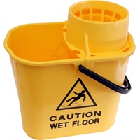 Click for a bigger picture.Mop Plastic Bucket With Wringer - Yellow 15 litre