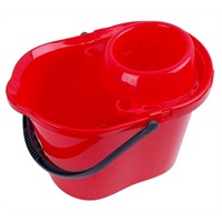 Click for a bigger picture.Plastic Mop Bucket With Wringer - Red 15 litre