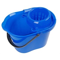 Click for a bigger picture.Plastic Mop Bucket With Wringer - Blue 15 litre