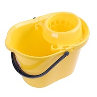 Click for a bigger picture.Plastic Mop Bucket With Wringer - Yellow 15 litre