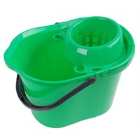 Click for a bigger picture.Plastic Mop Bucket With Wringer  - Green 15 litre