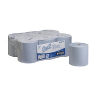 Click for a bigger picture.Scott Essential Rolled Hand Paper Towel - Blue 6 x 350m Rolls (2100m total)