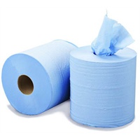 Click for a bigger picture.Saver CentreFeed Rolls - Blue 2ply 6 per case