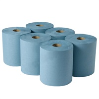 Click for a bigger picture.Towel Roll - Blue 1ply 150m 6 per case